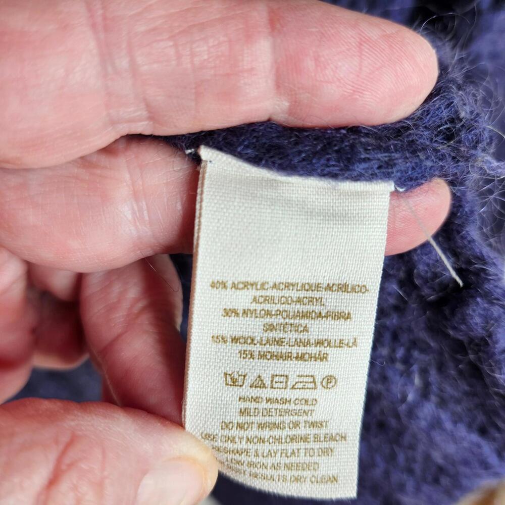 Free People Cable‎ Knit Sweater Pullover Open Knit Purple Boho Size M - Picture 5 of 5
